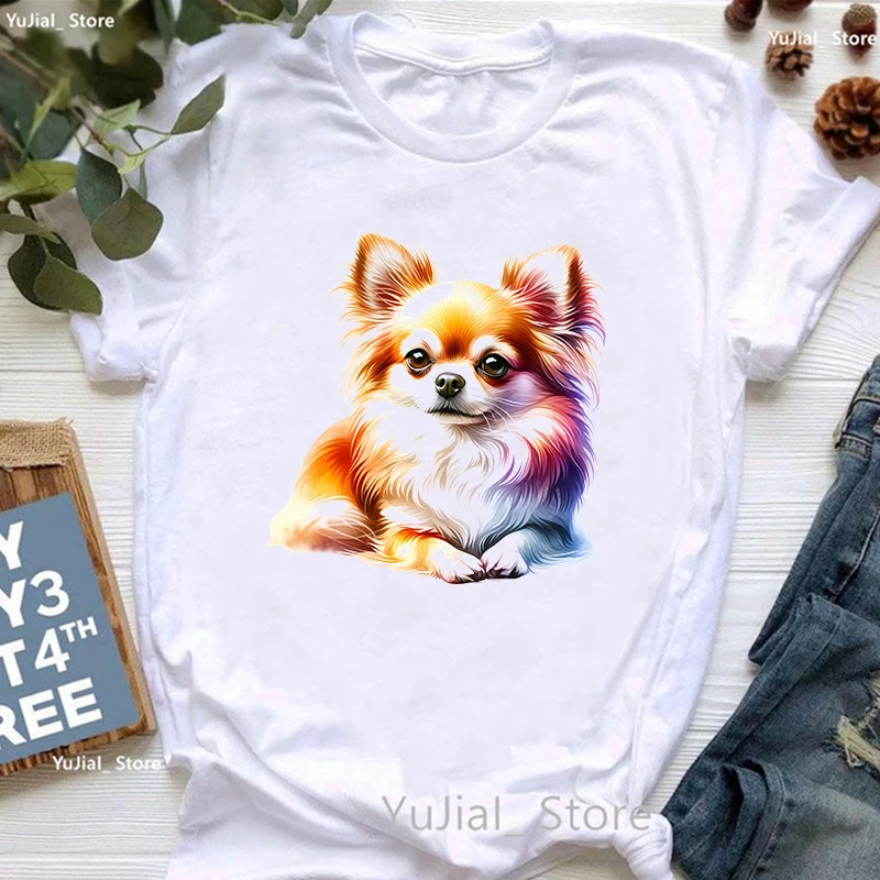 Tie Dye Shirt Vintage - Niedliche lustige T-Shirt Frauen Chihuahua langhaarige