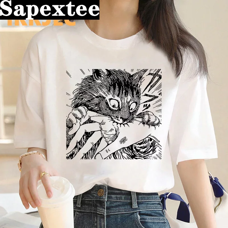 Tie Dye Shirt Vintage - Junji Ito T-Shirt Damen Harajuku Kawaii