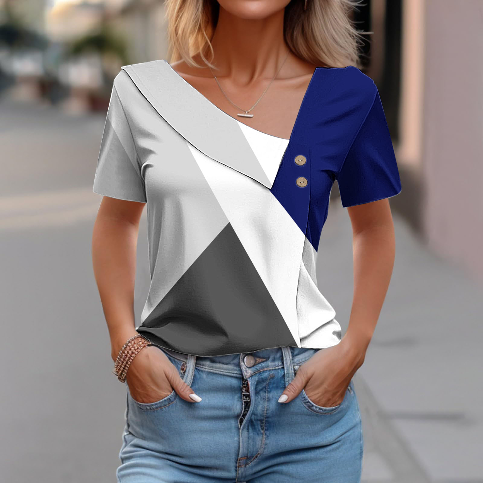 Tie Dye Shirt Vintage - Mode Kurzarm Frauen T-Shirt Sommer Diagonale