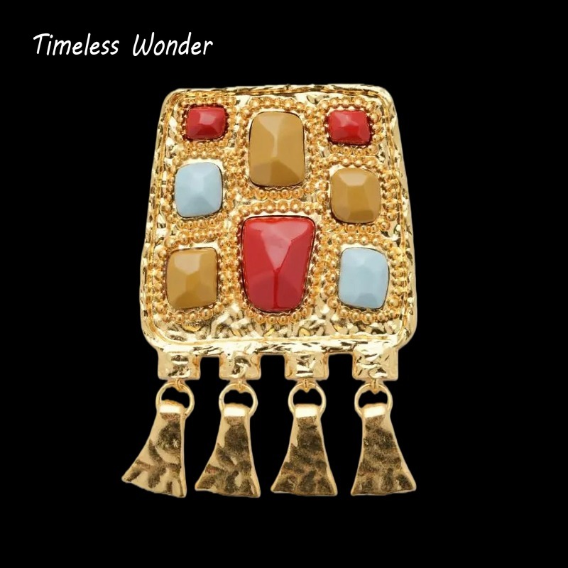Vintage Fashion Runway - Timeless Wonder Retro-Geo-Statement-Brosche für Damen, Designer-Schmuck,