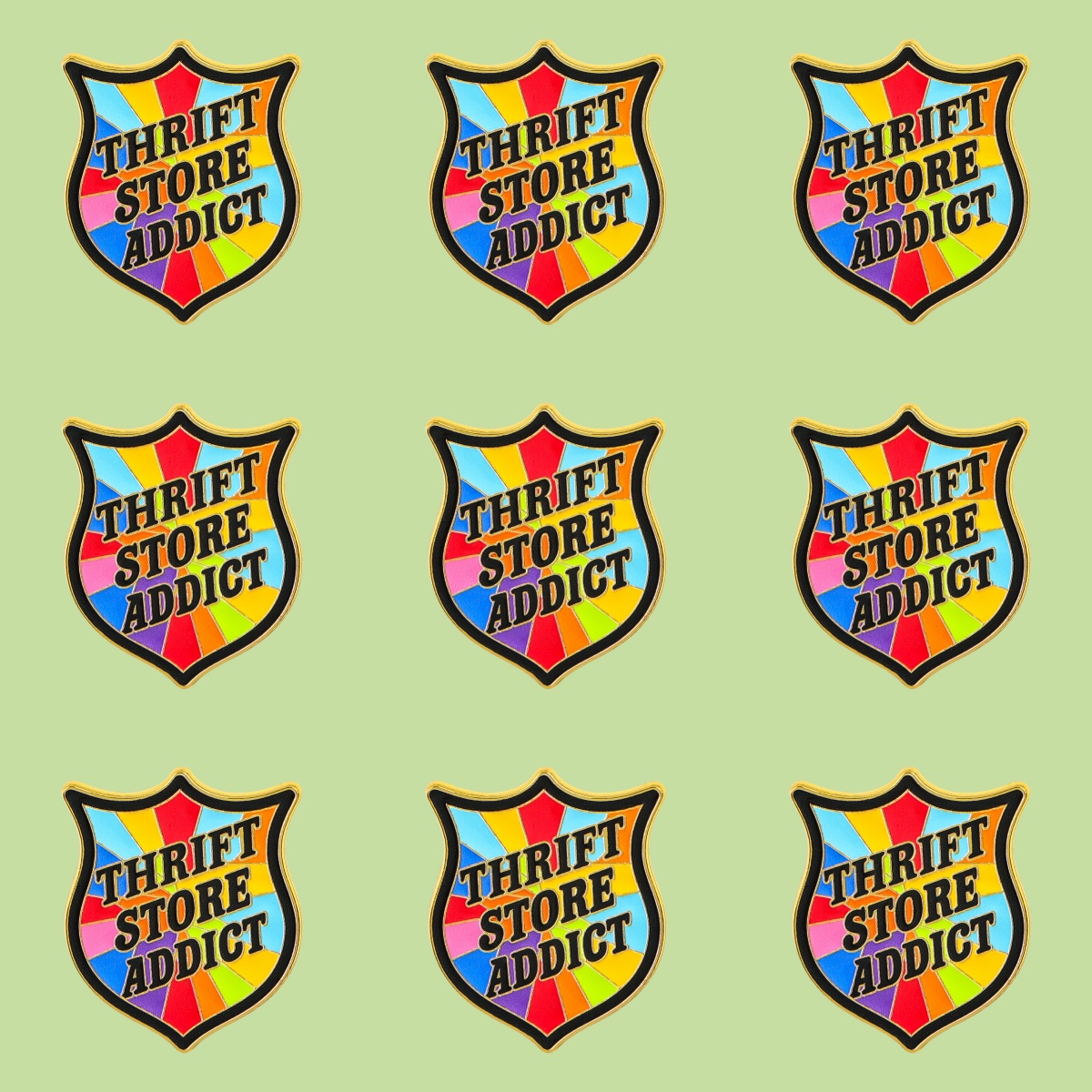 Vintage Fashion Thrift - 9-teiliges Set THRIFT STORE ADDICT Emaille-Pin