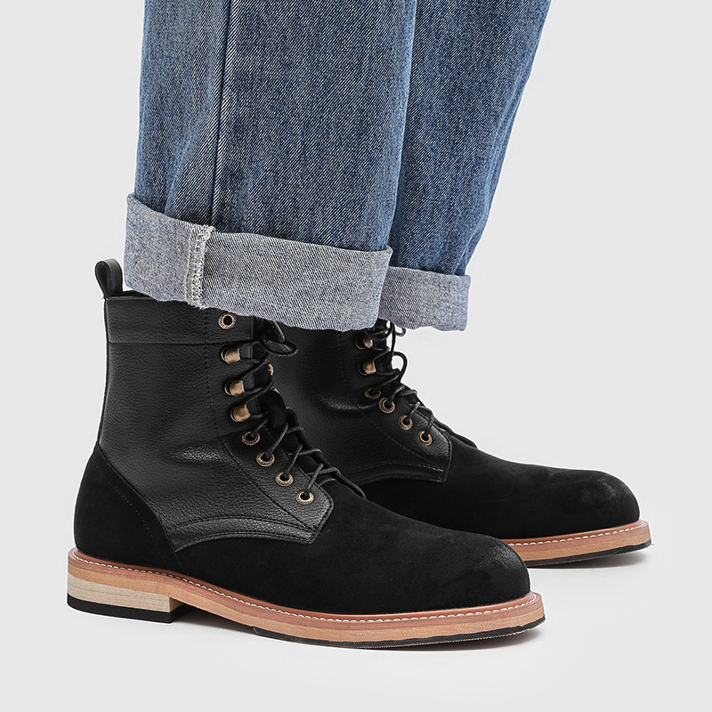 Vintage Fashion Mens - Britischer Stil, Herrenmode, originale Lederstiefel, schwarze