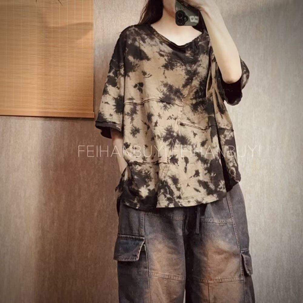 2026 Sommer Neuer Kunststil Da – Tie Dye Shirt Vintage Bewertung und Preis