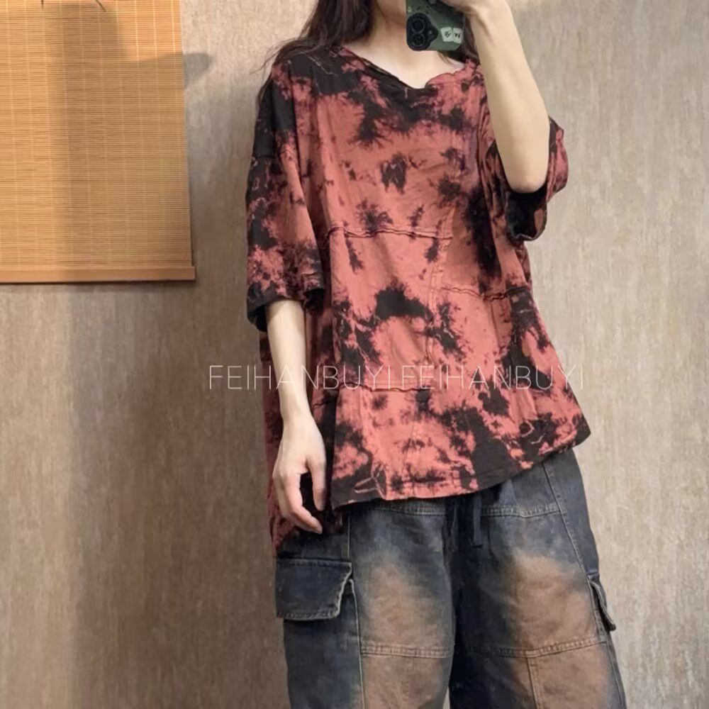 2026 Sommer Neuer Kunststil Da – Tie Dye Shirt Vintage Bewertung und Preis