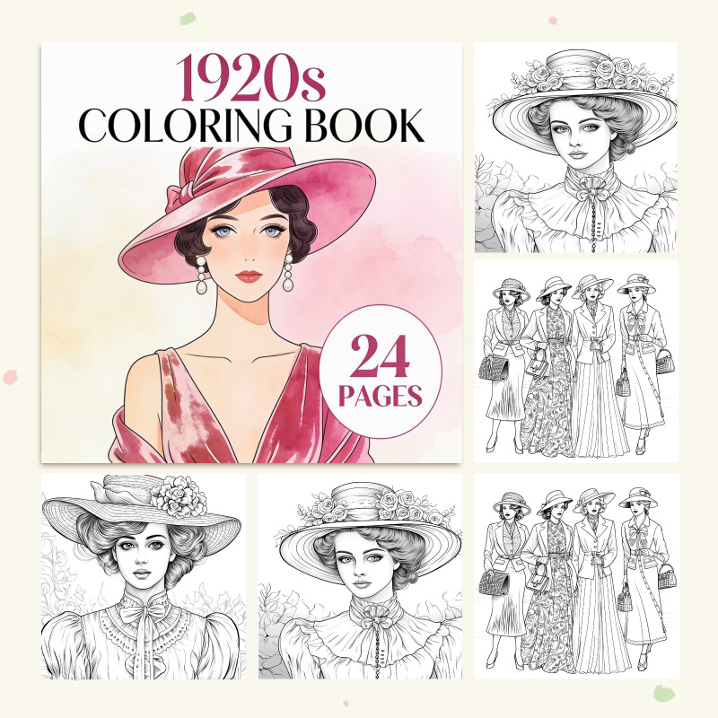 1920er Jahre Malbuch 24 Seiten – Vintage Fashion Coloring Pages Bewertung und Preis