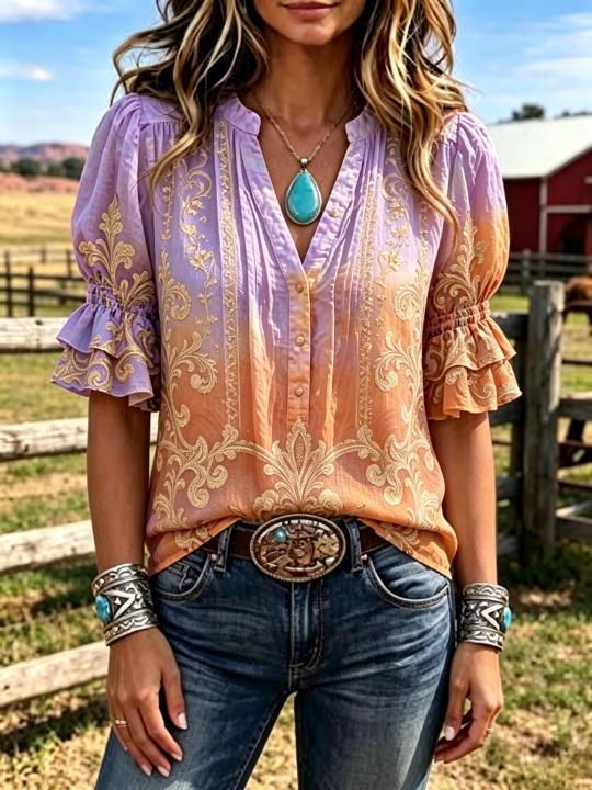 Damen Western Tie-Dye Farbverl – Tie Dye Shirt Vintage Bewertung und Preis